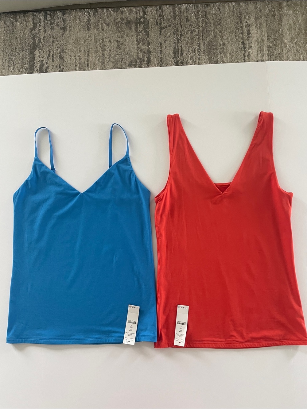 NWT White House Black Market Blue and Orange V-Neck Tank Tops - Set of 2 Small